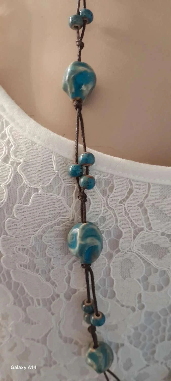 Collar de cerámica, azul, estilo Bohemio – photo 4
